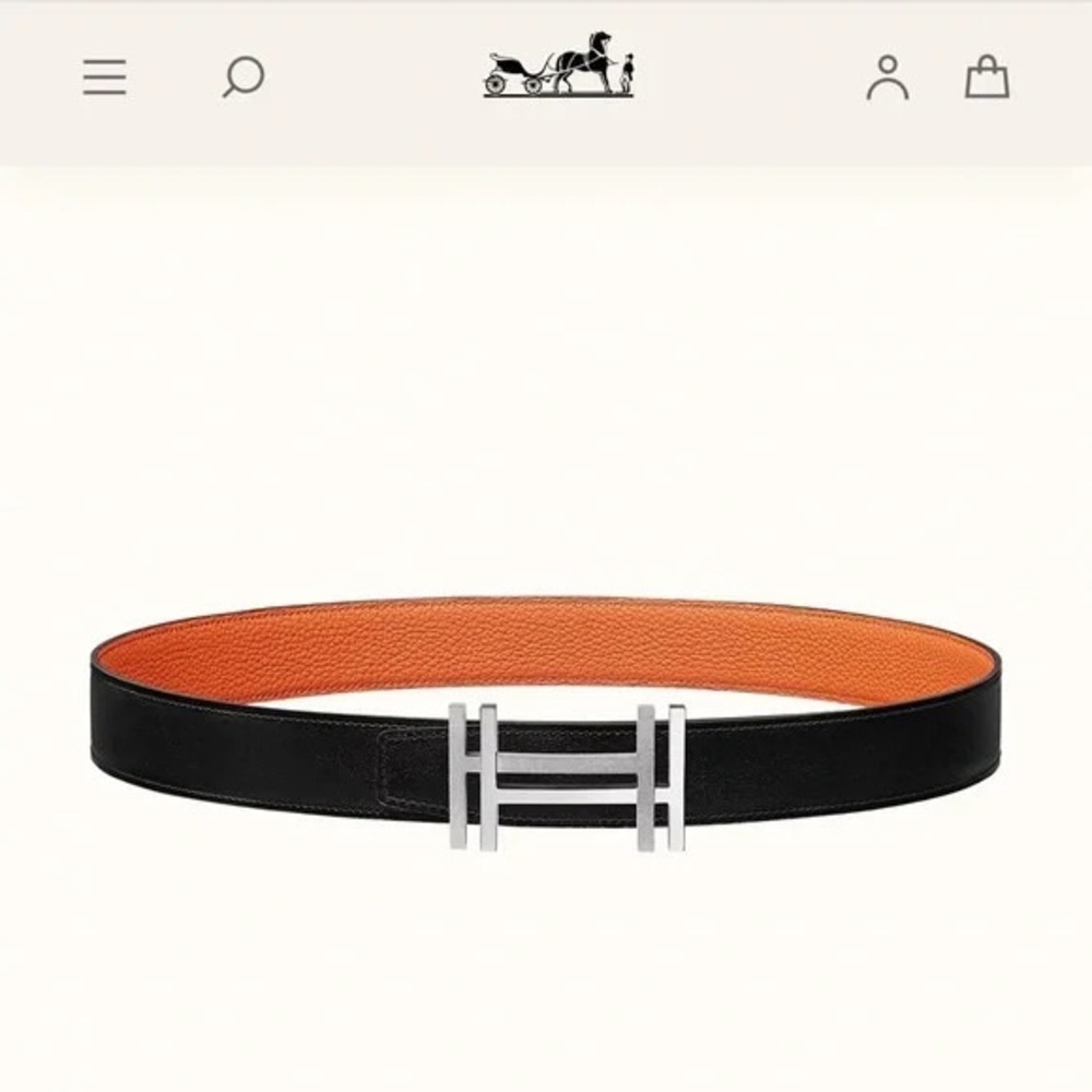 Hermes Black and Silver Men's Belt